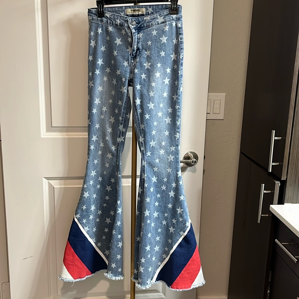Women's flare leg Jeans.